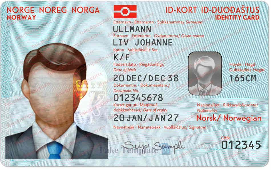 Norway ID Card Template