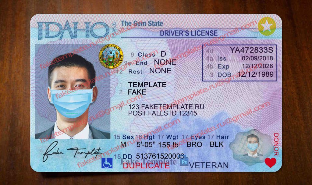 idaho driver license template