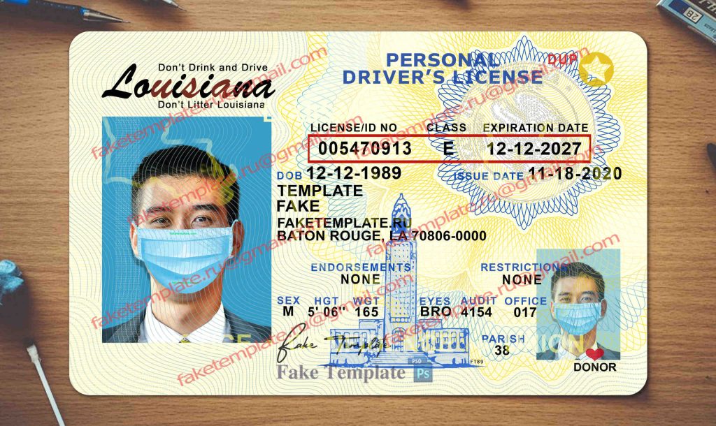 louisiana driver license template