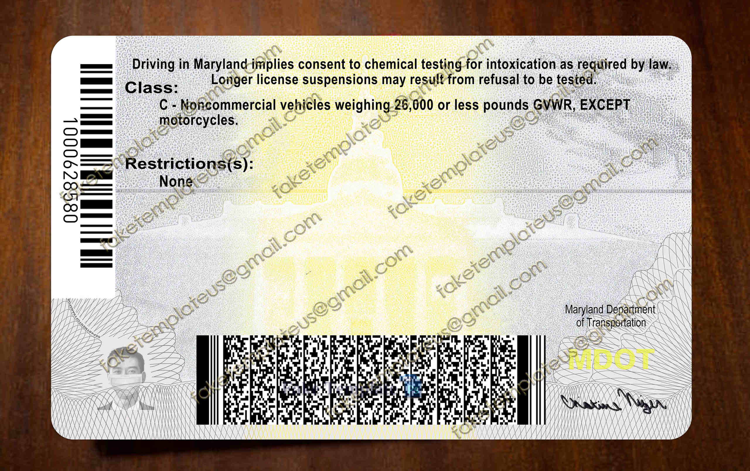 maryland drivers license back