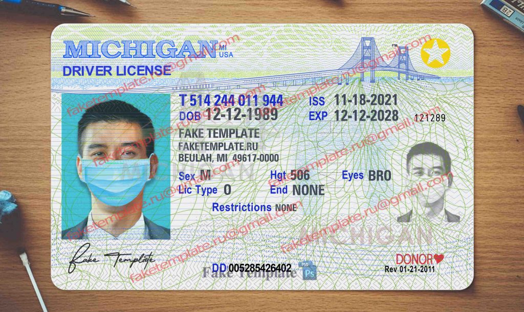 michigan driver license template