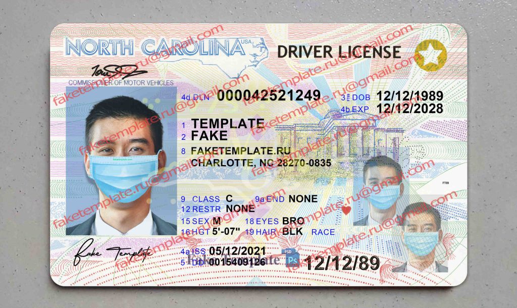 north carolina drivers license template