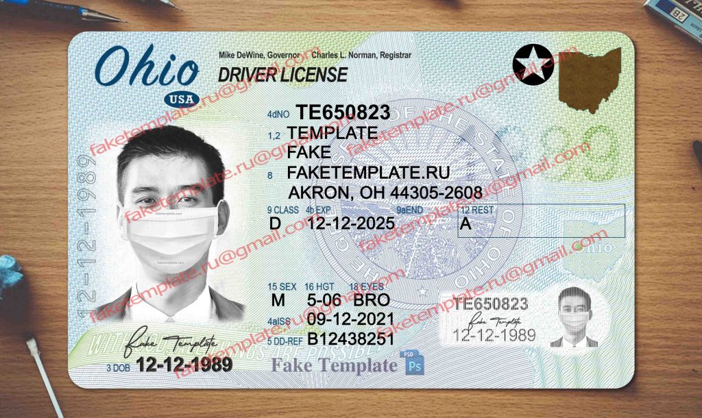 ohio driver license template