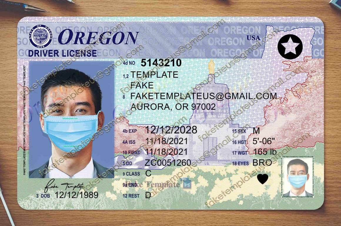 oregon drivers license template