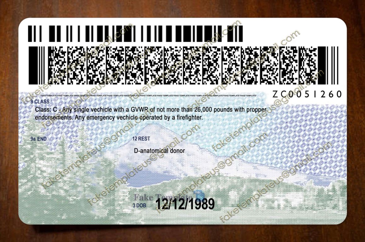 oregon drivers license back