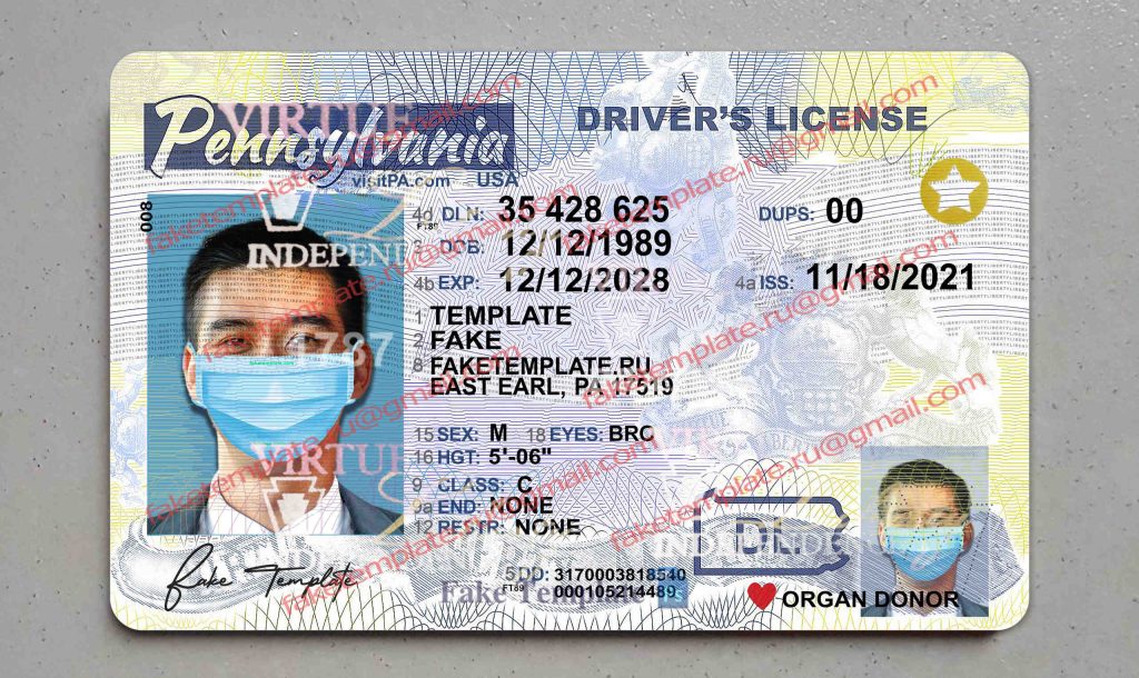 pennsylvania drivers license template