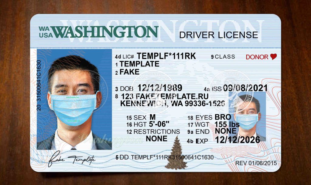 washington drivers license template