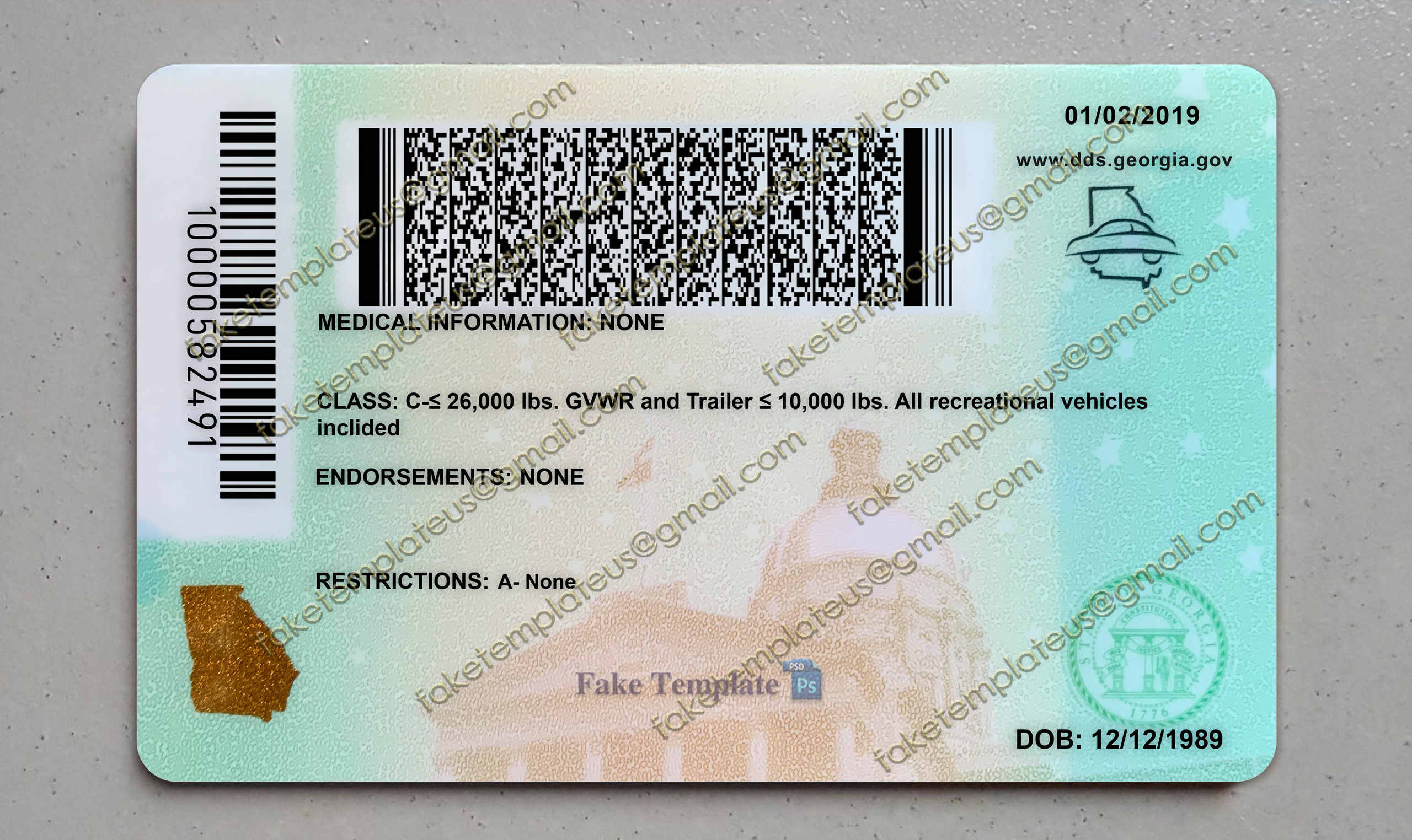 georgia drivers license back