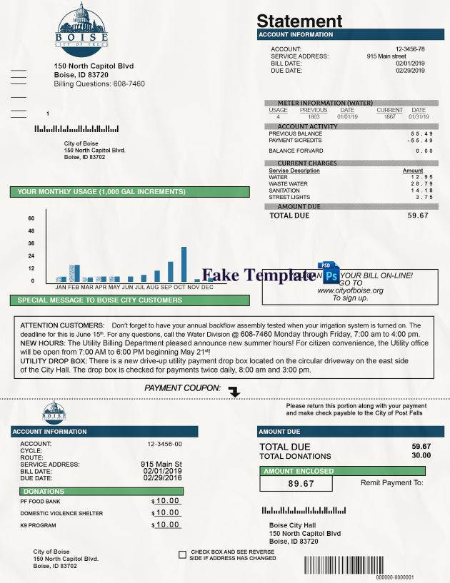 Idaho Utility Bill Psd Template idaho-utility-bill-psd-template-01
