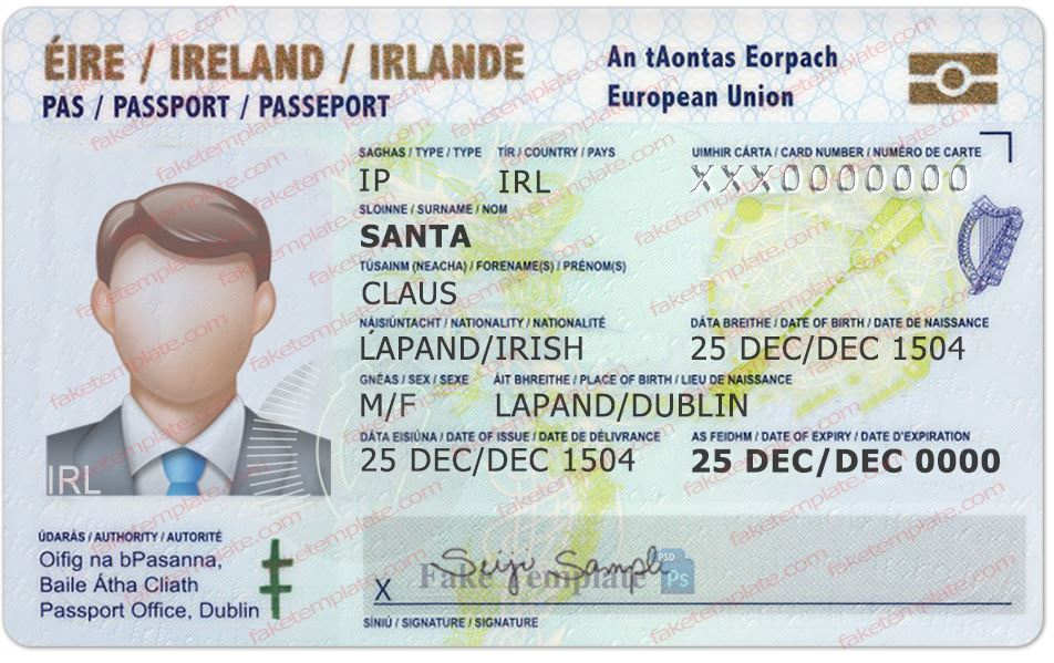 Ireland ID Card Template