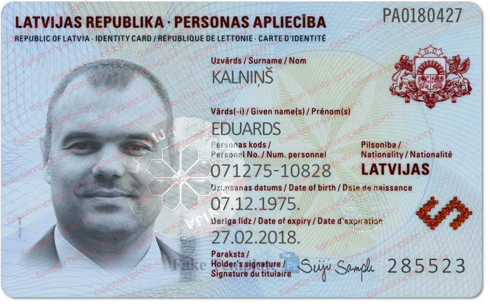 Latvia ID Card Template