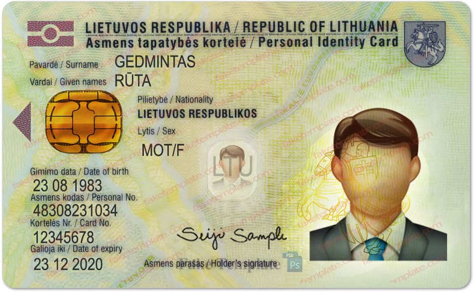 Lithuania ID Card Template