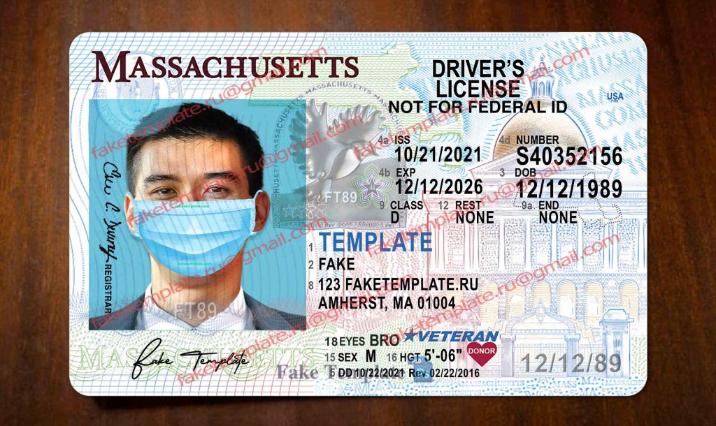 massachusetts drivers license template