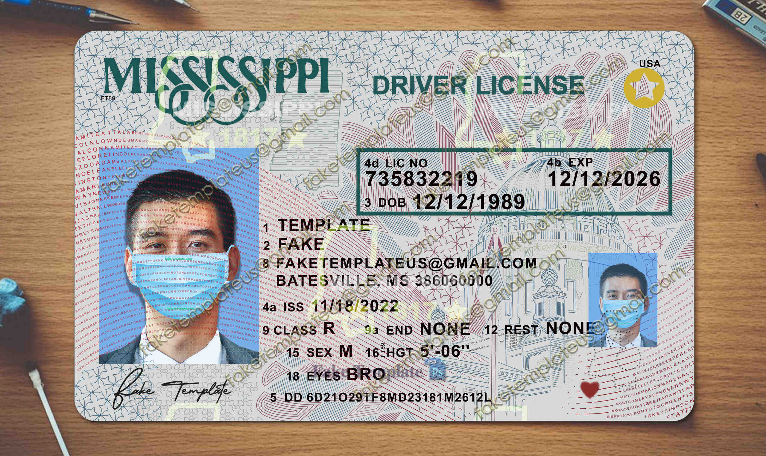 mississippi drivers license template