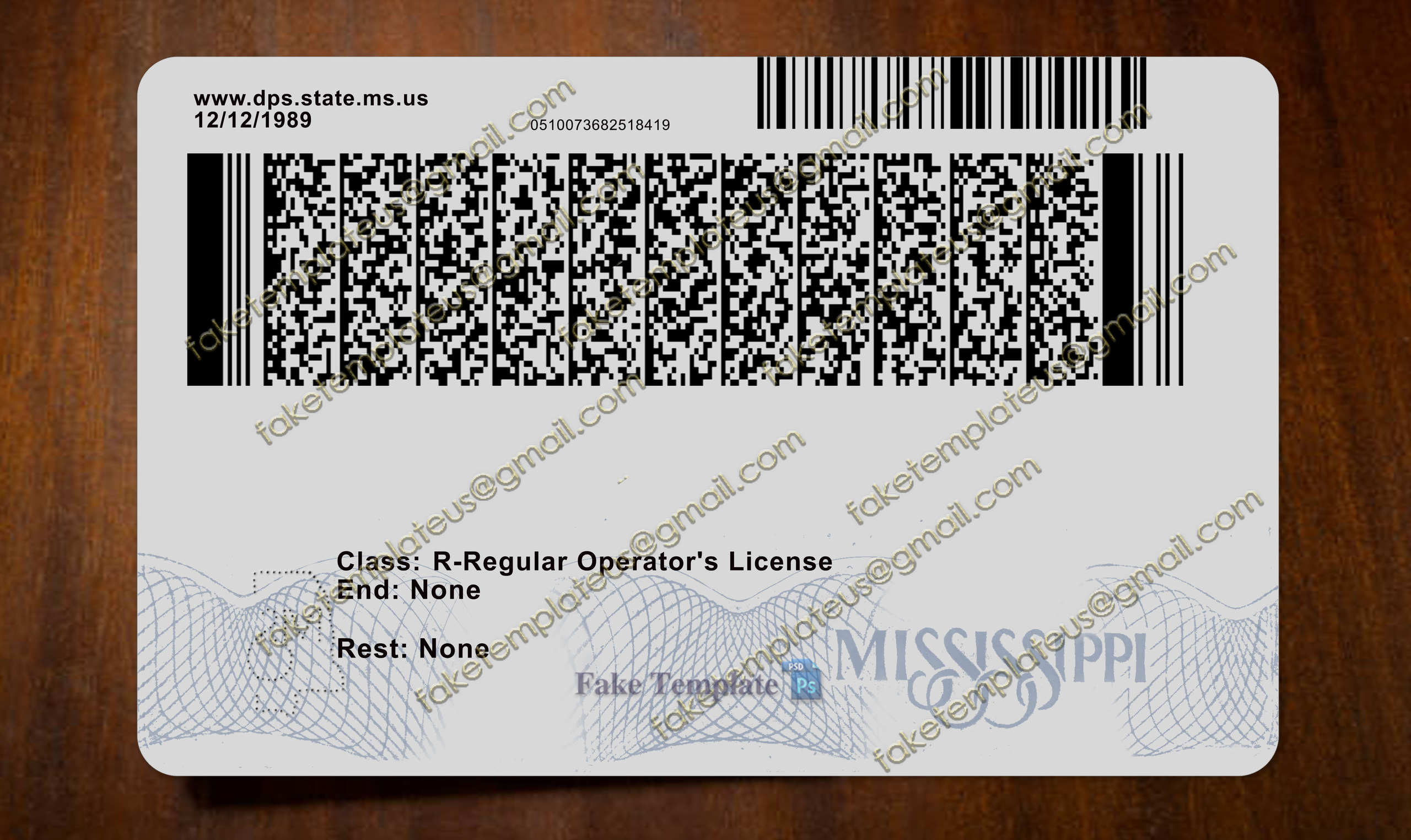 back of mississippi driver license