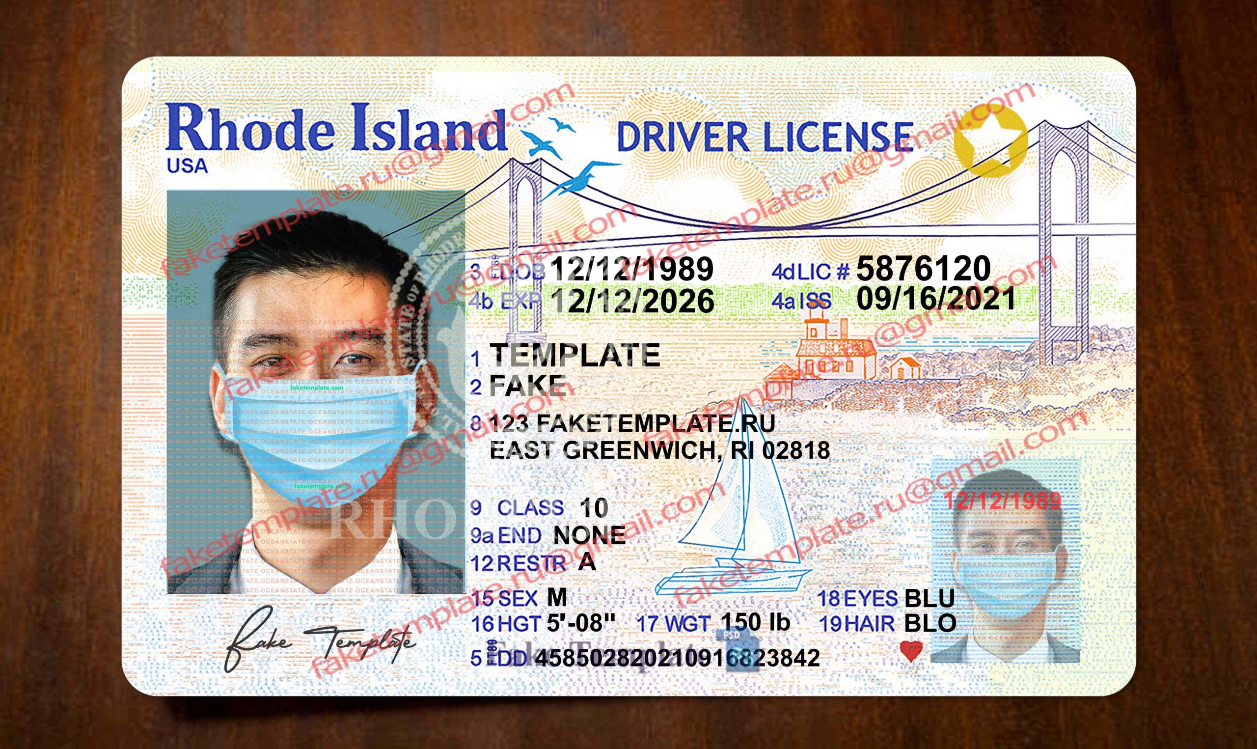 rhode island drivers license template