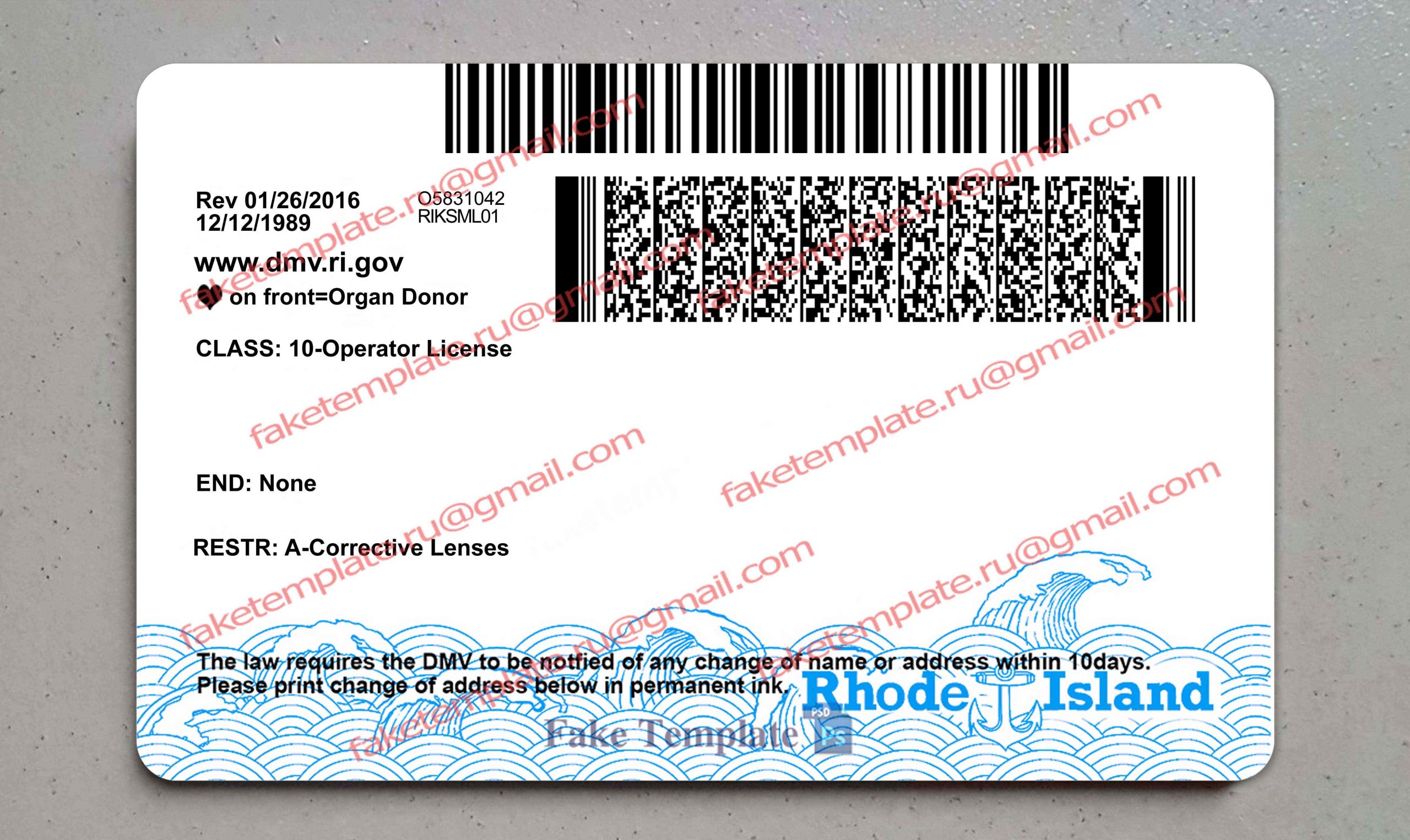 rhode island drivers license back