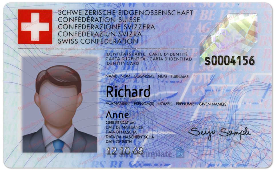 Switzerland ID Card Template