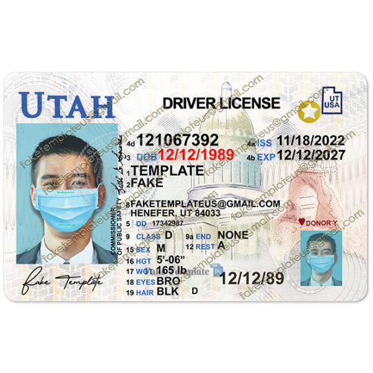 utah id template