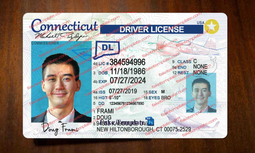 Connecticut Driver License Template Psd