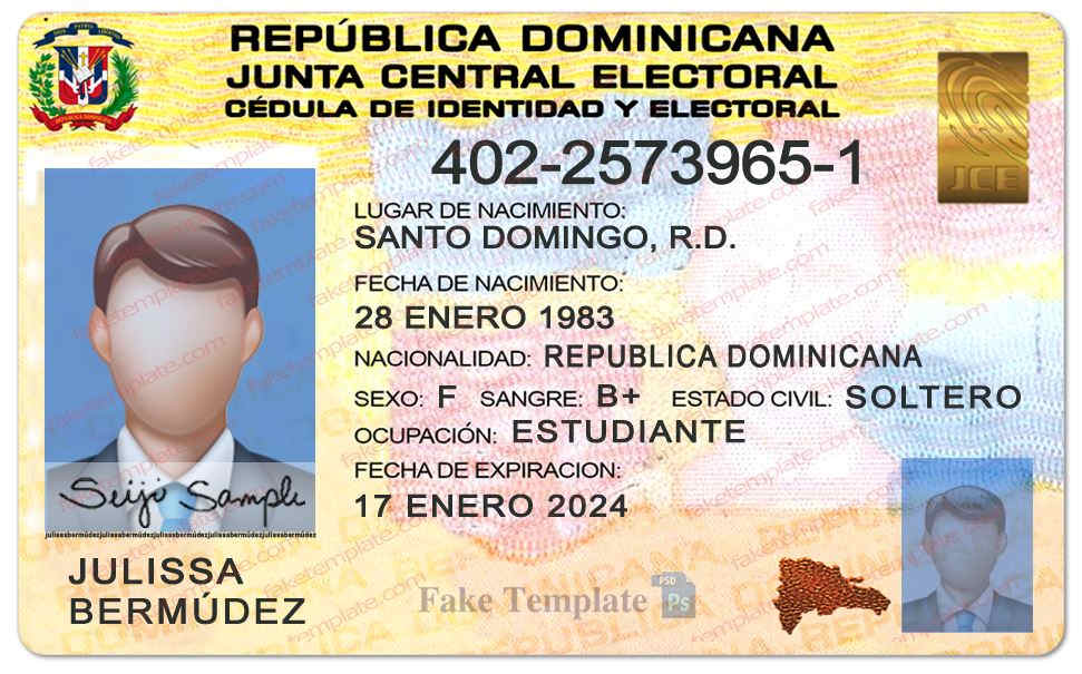 Dominican Republic ID Card Template