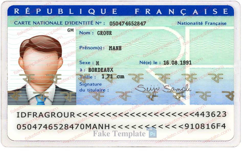 France ID Card Template