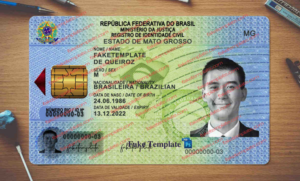 Brazil ID Card Template Psd