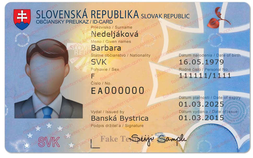 Slovakia ID Card Template