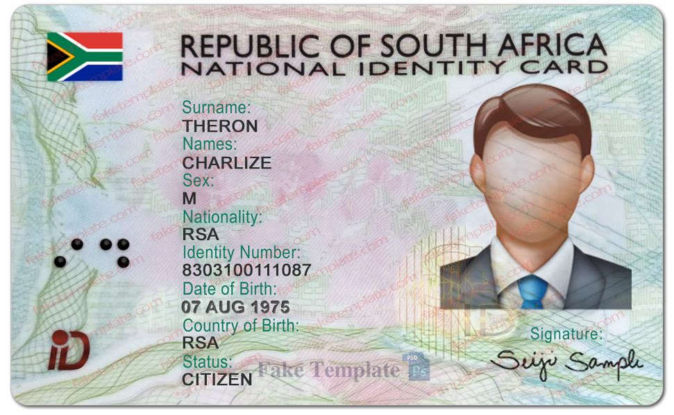 South African ID Card Template