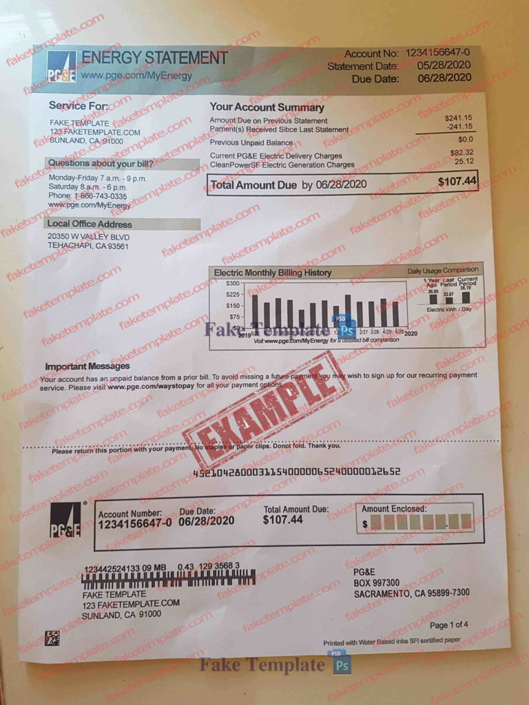 Utility bill Template Custom Order