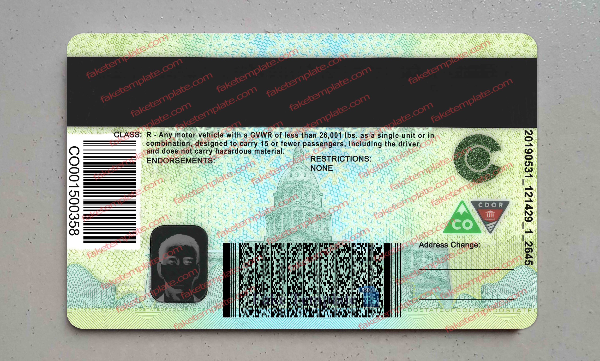 Back Colorado Drivers License colorado driver license back