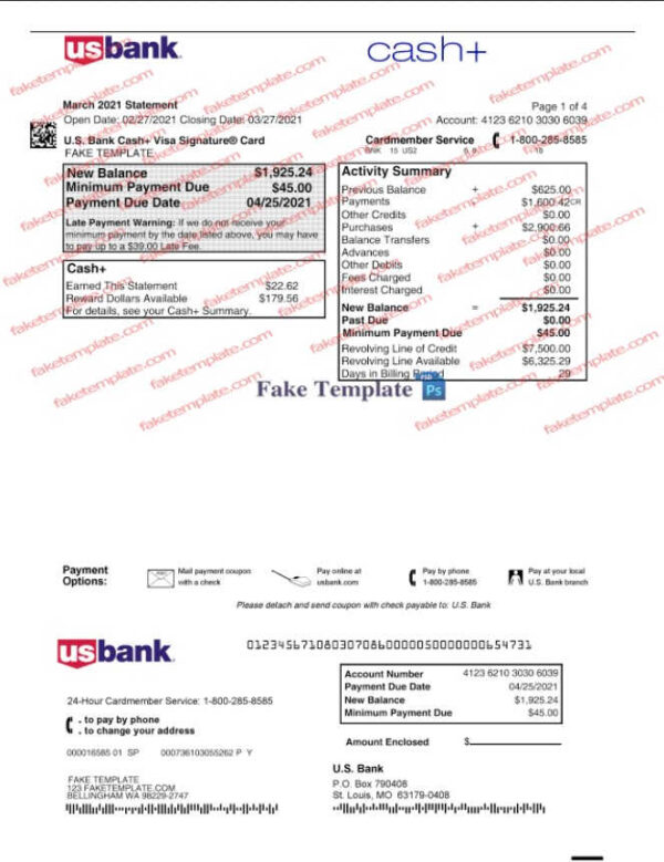 editable us bank statement template