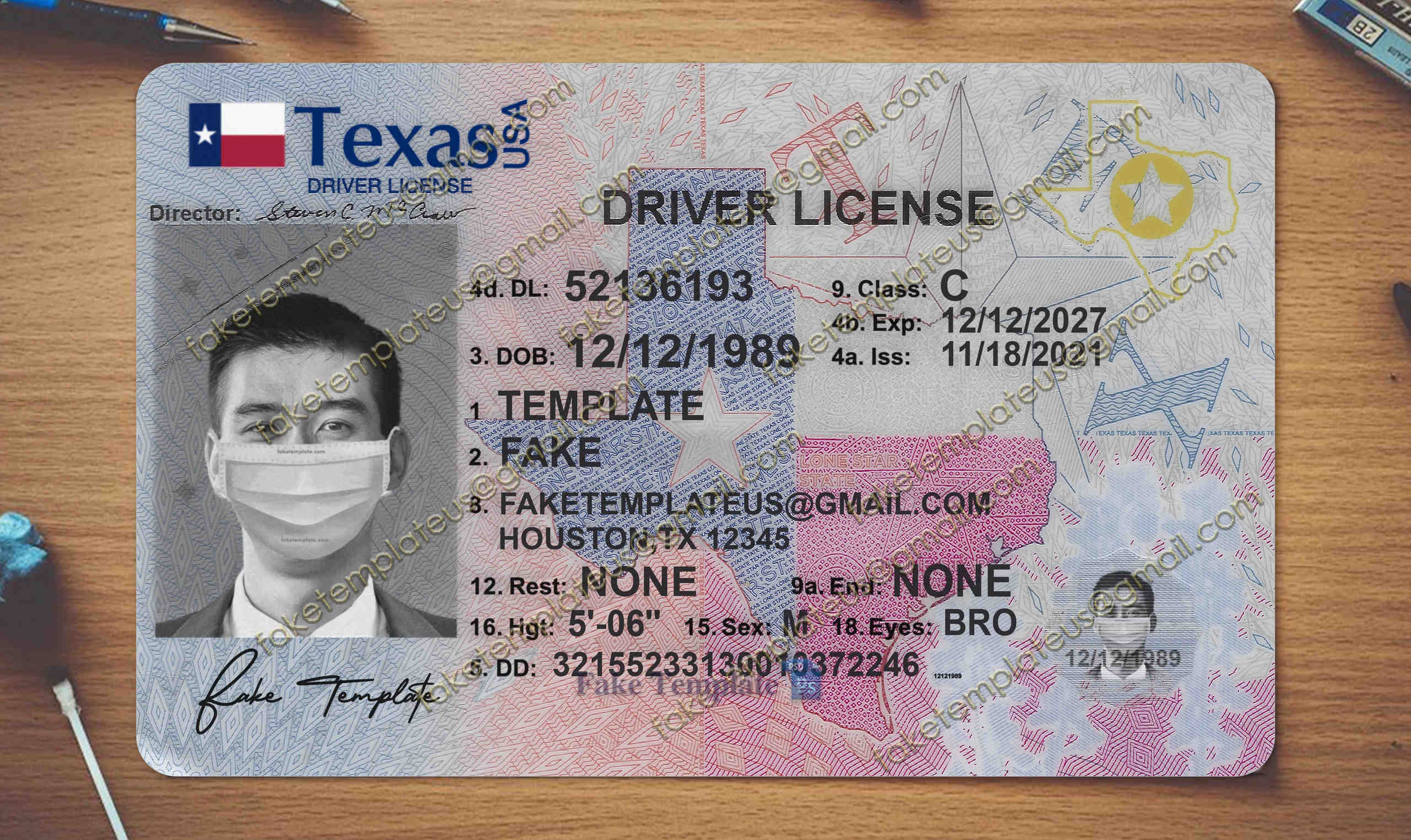 texas drivers license template