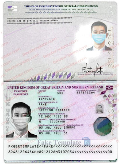 fake uk passport template