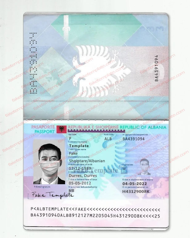 albania passport template psd