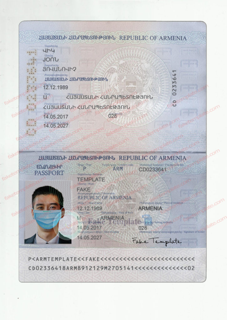 armenia passport template psd