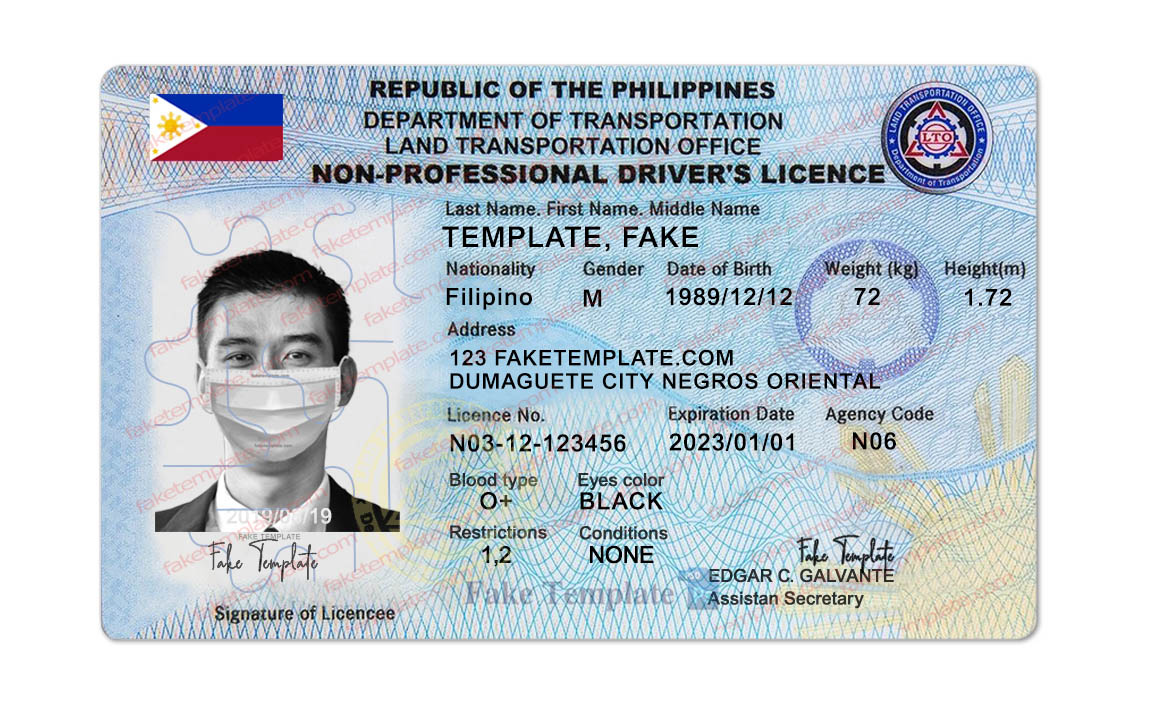 philippines drivers license template