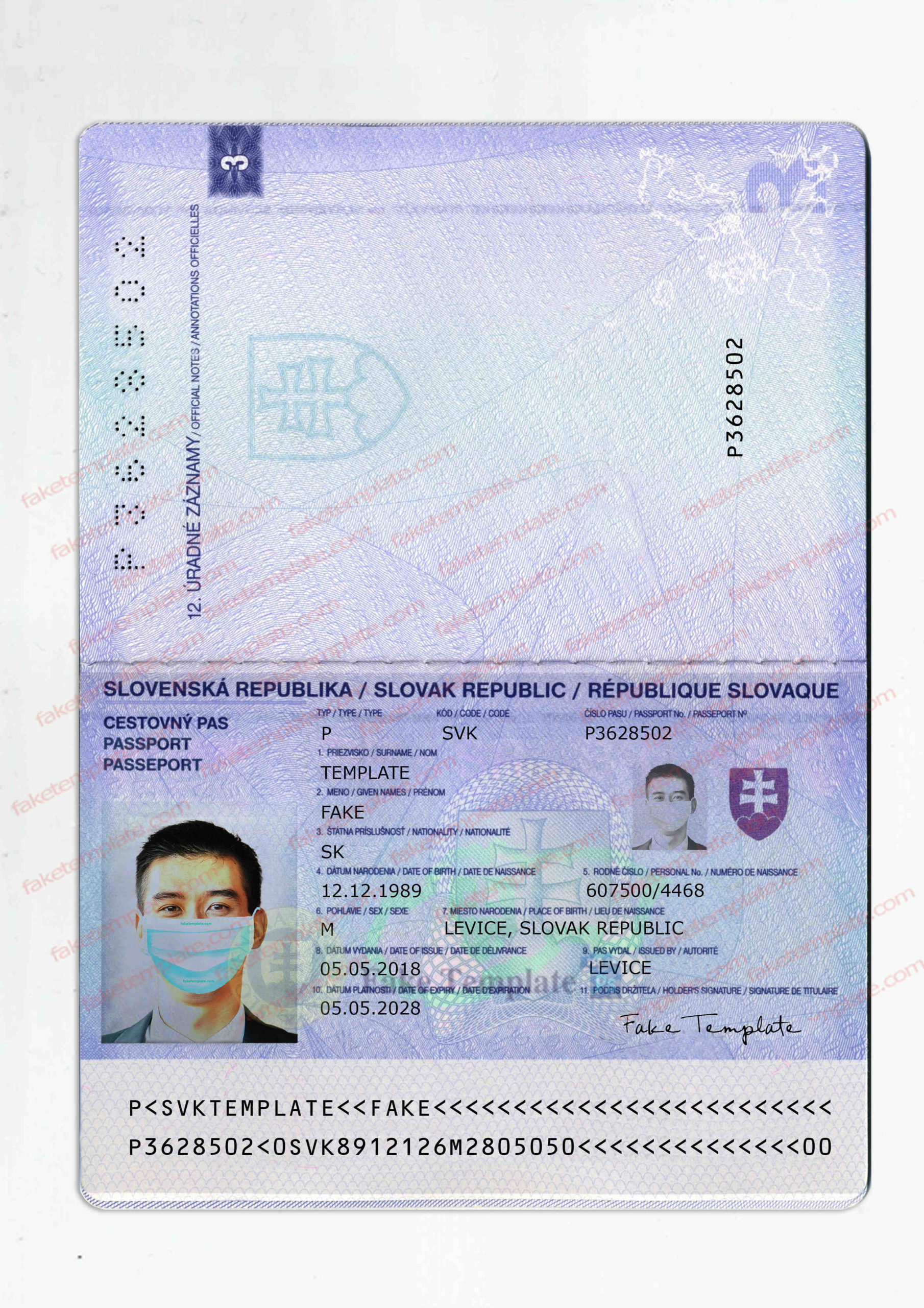 slovakia passport template