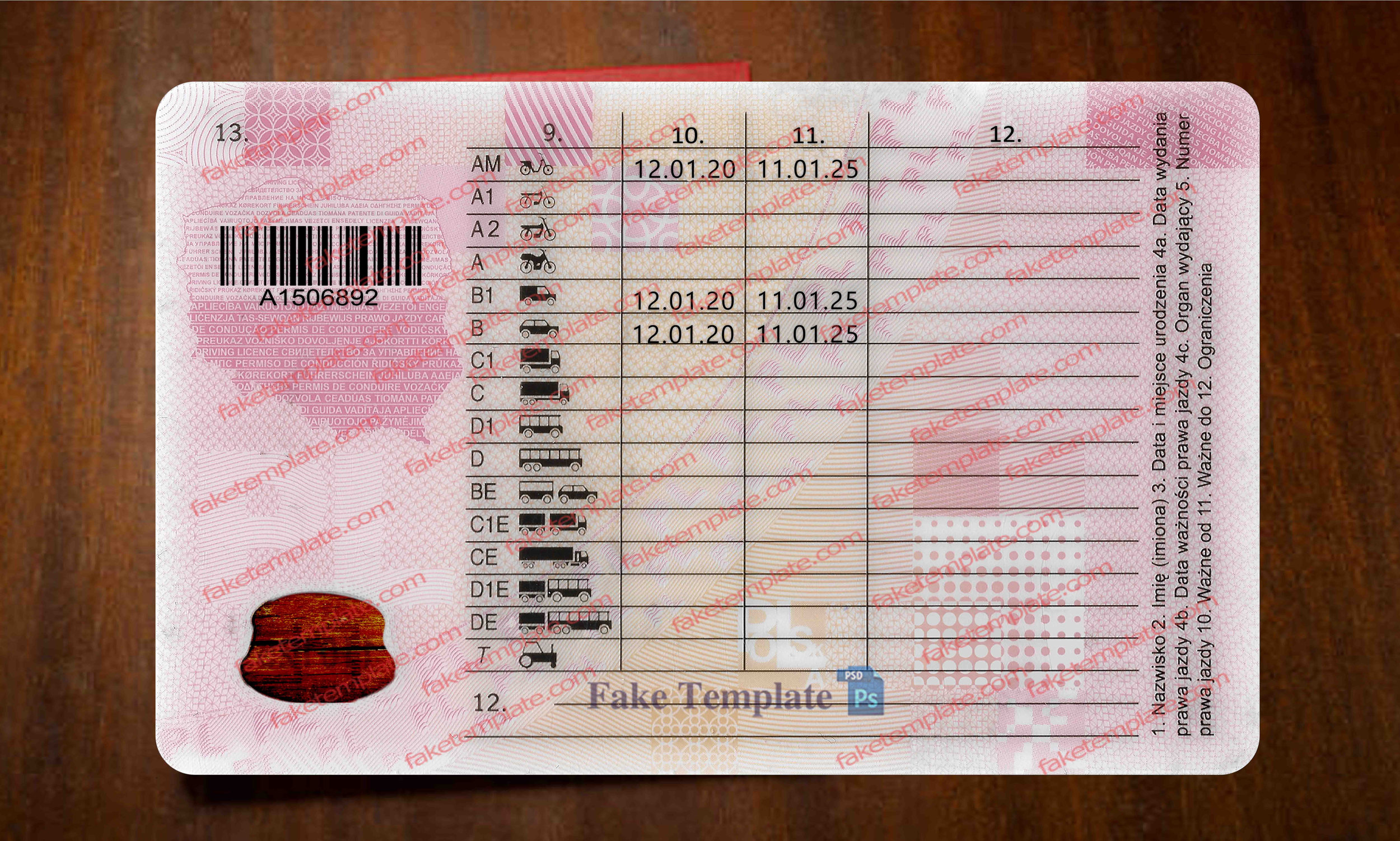 polish driver license back