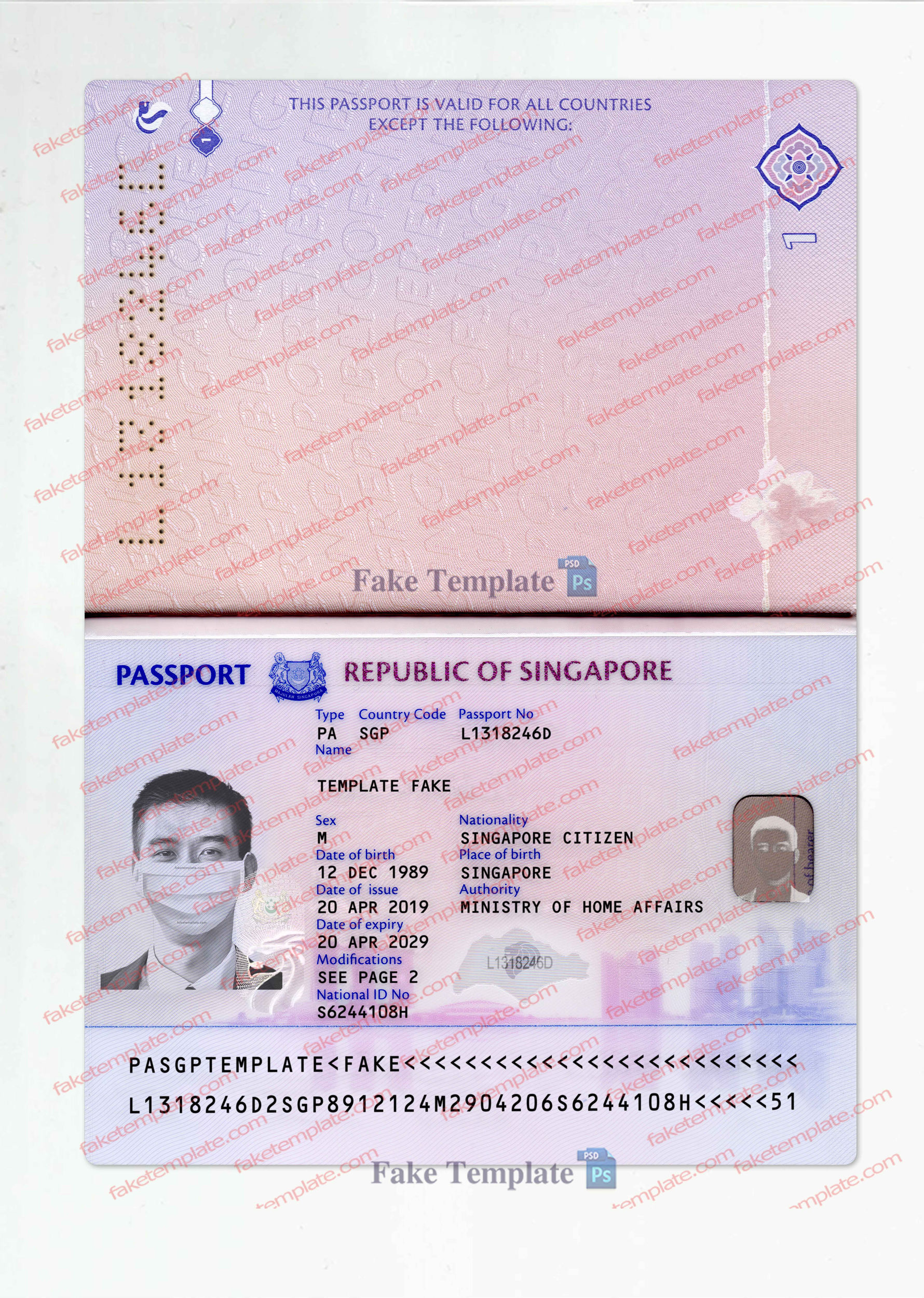 singapore passport psd