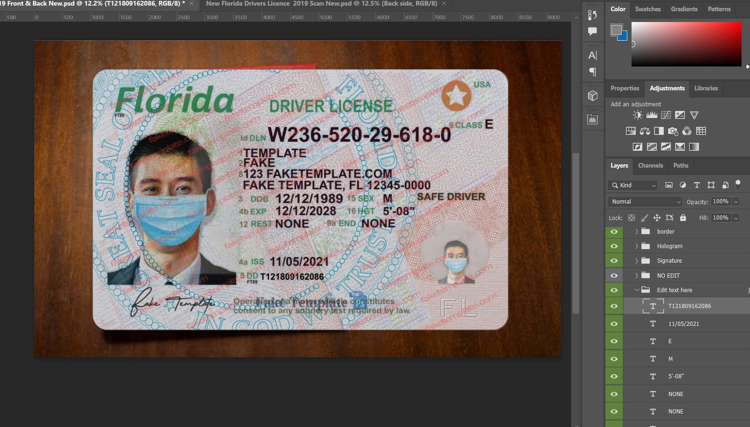 Fl Random License Generator Florida Driver License Psd New - Blank Florida Drivers License Template