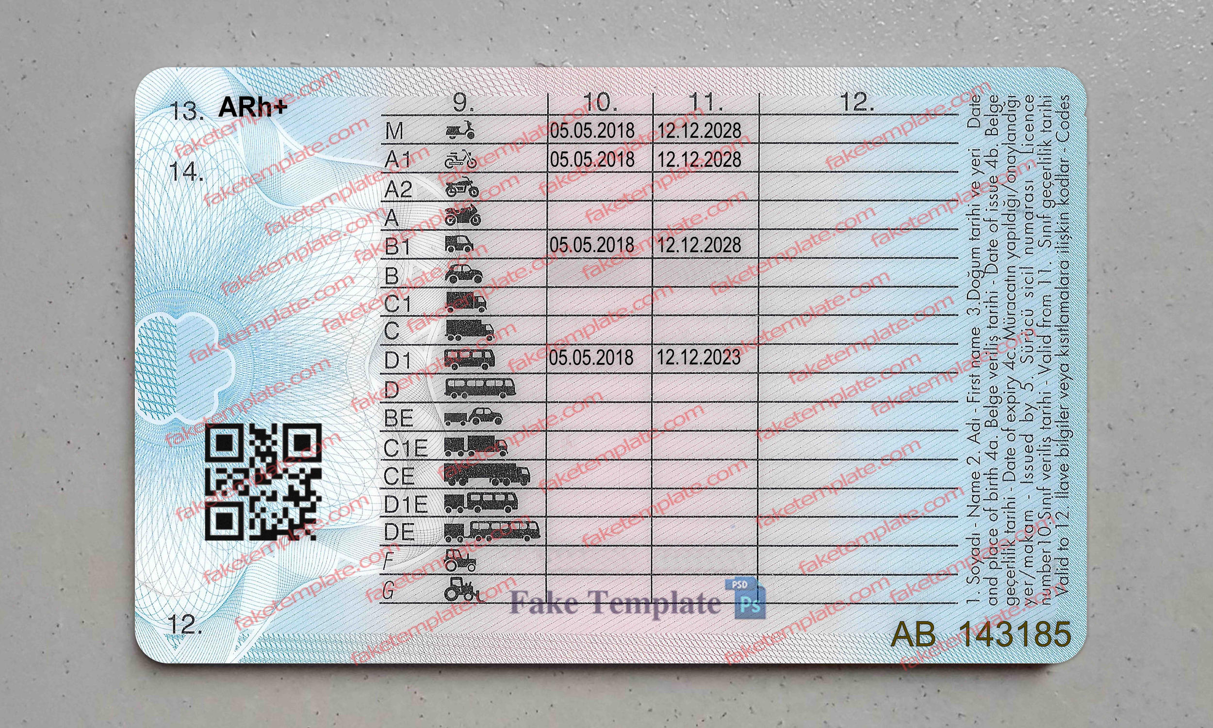 turkish driver license back