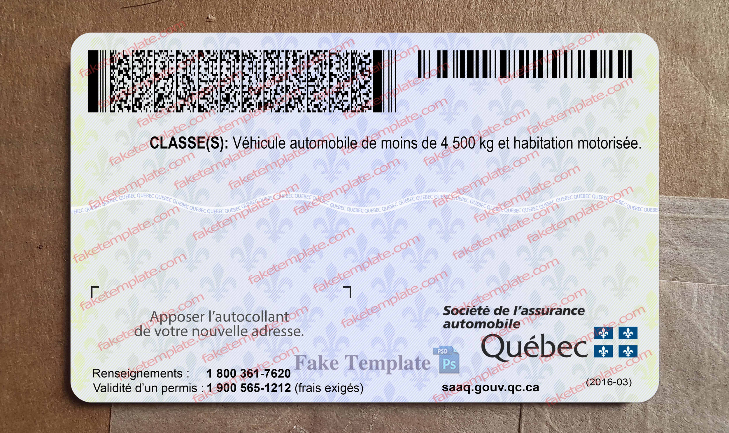 quebec driver license back