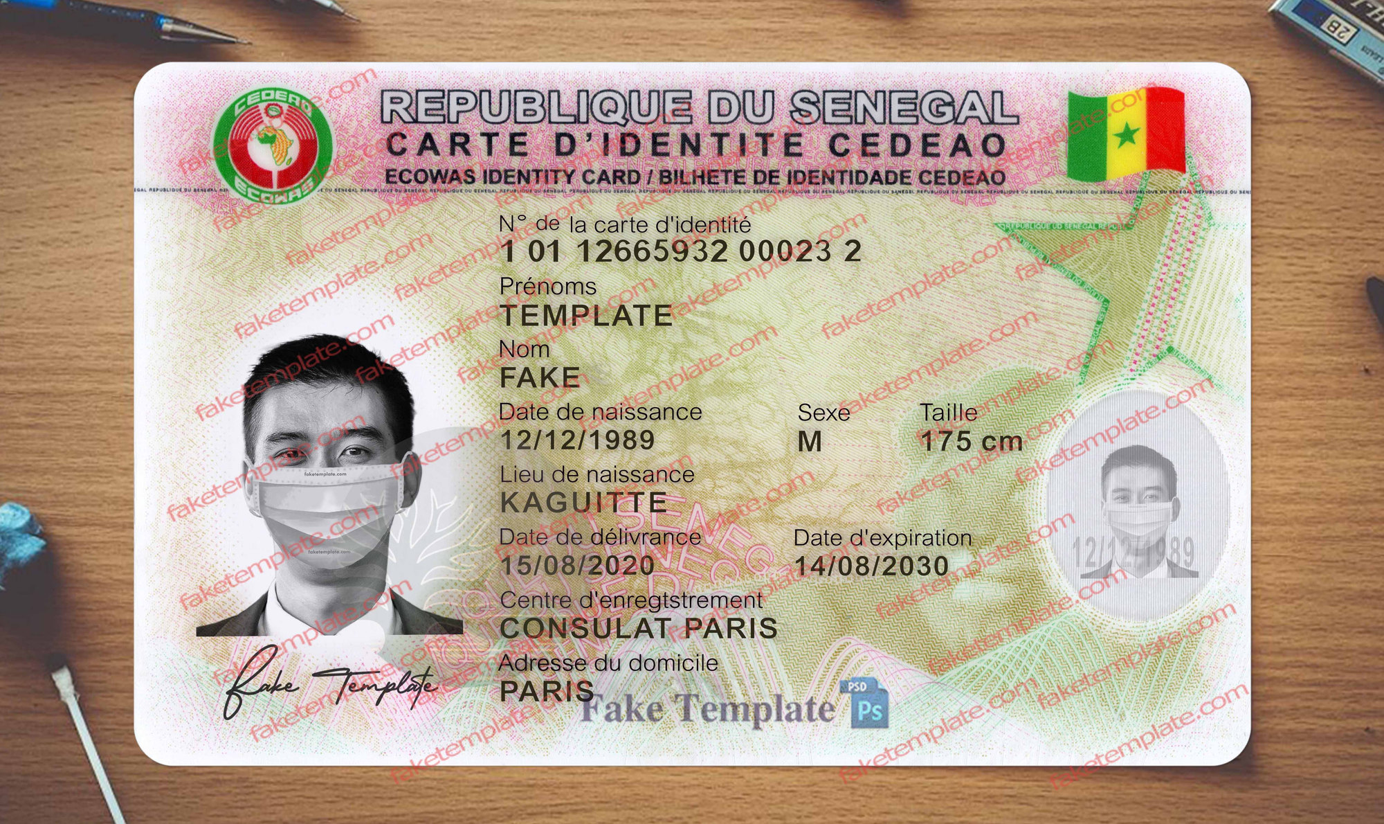 senegal id card template