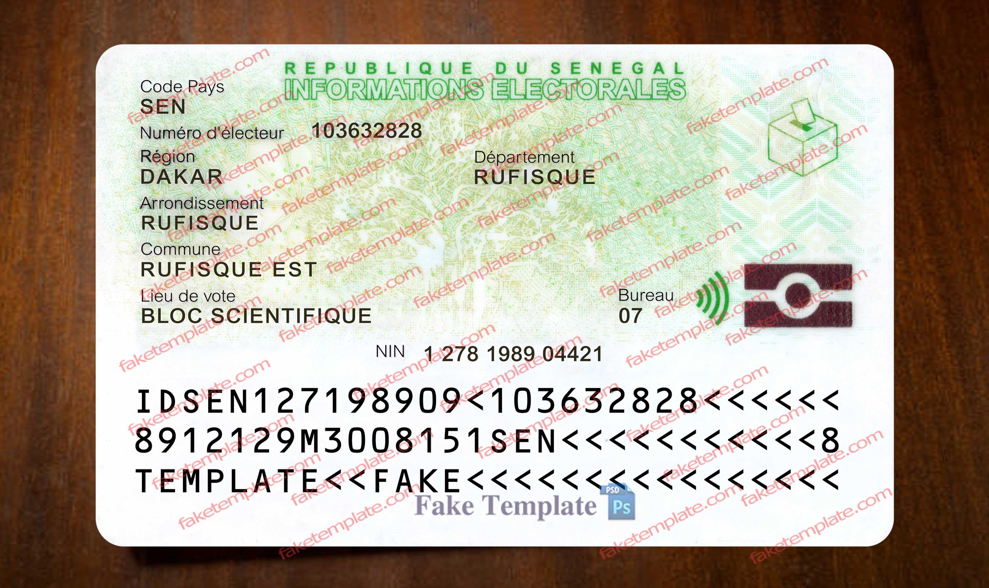 senegal identity card back