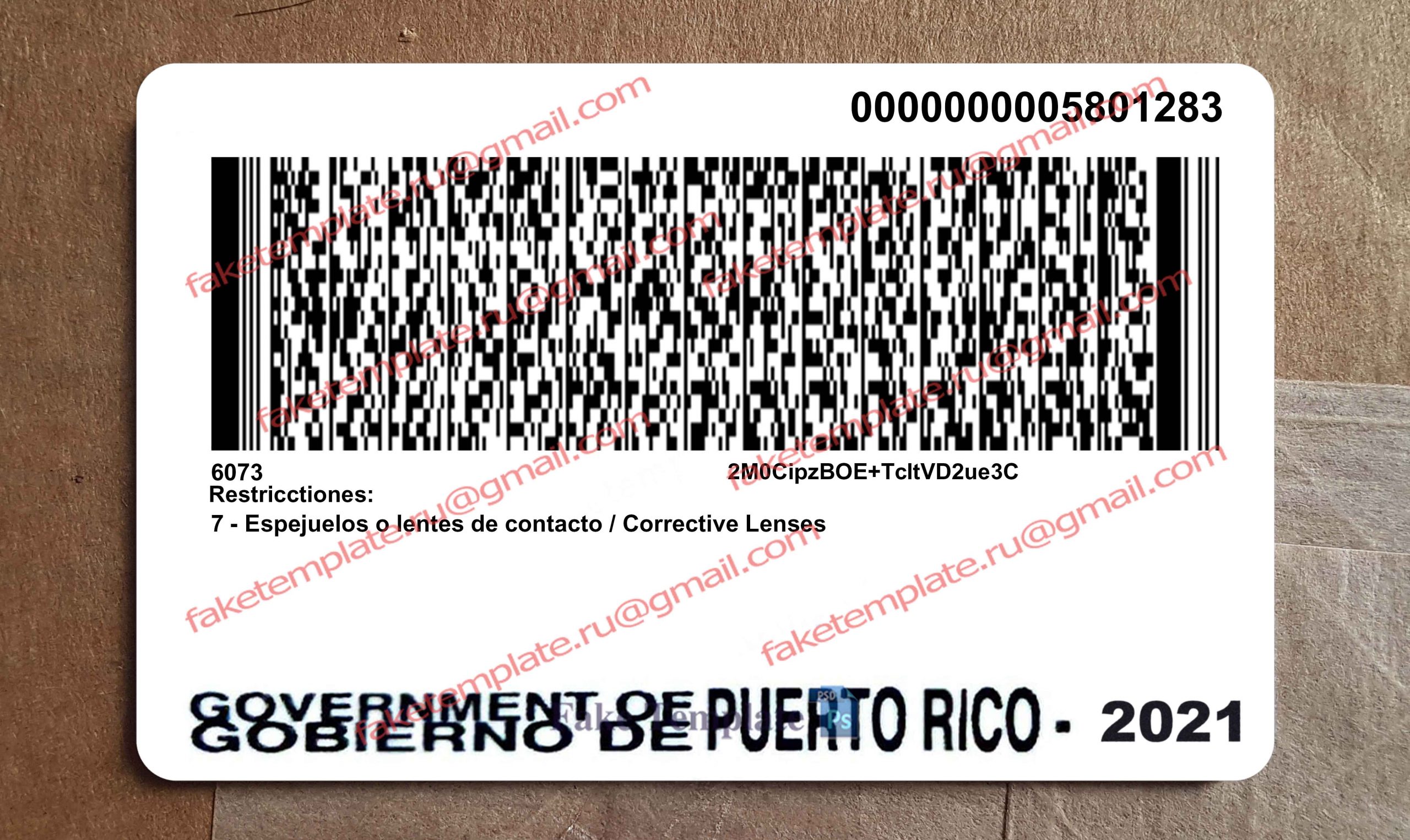 puerto rico driver license back