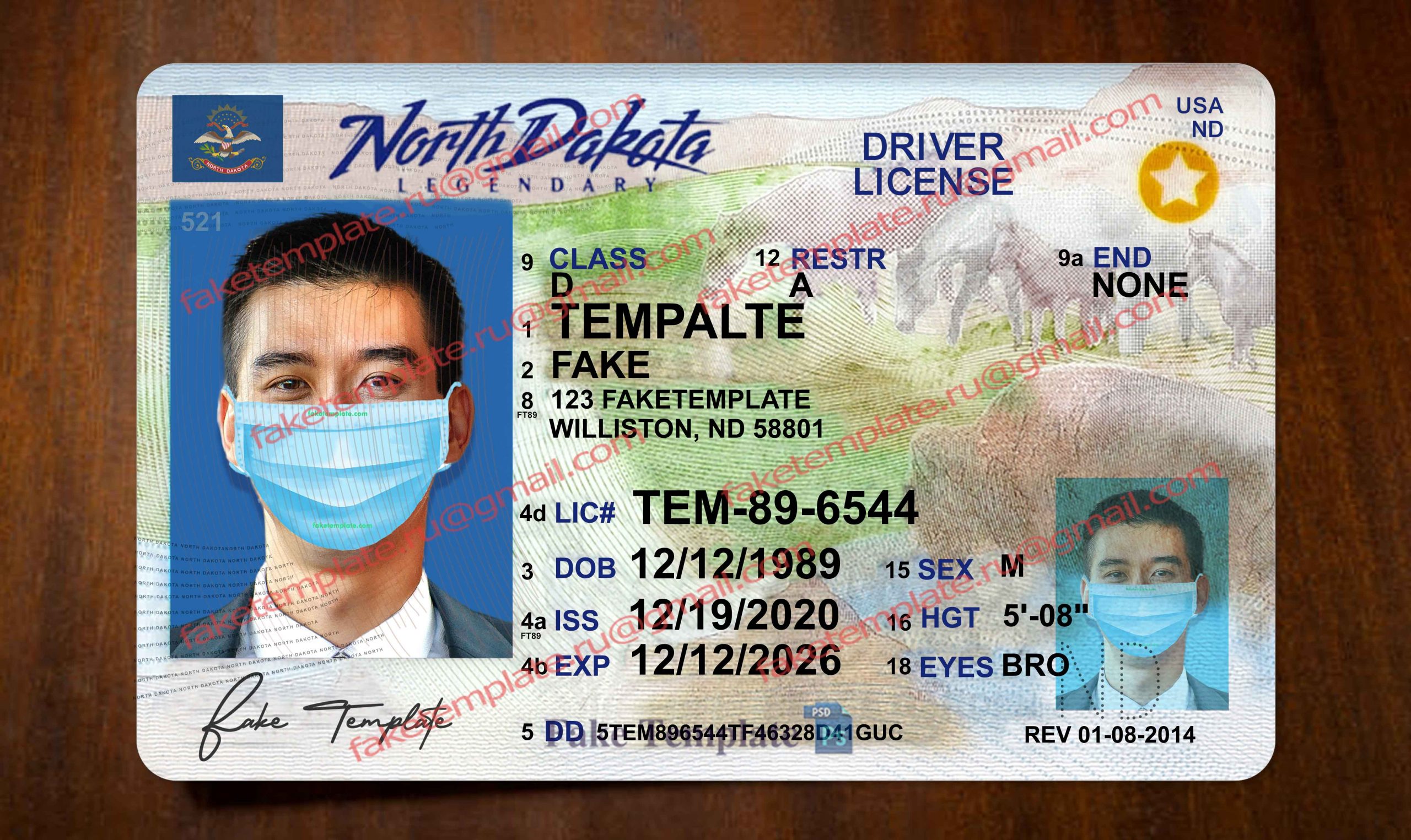 north dakota driver license template