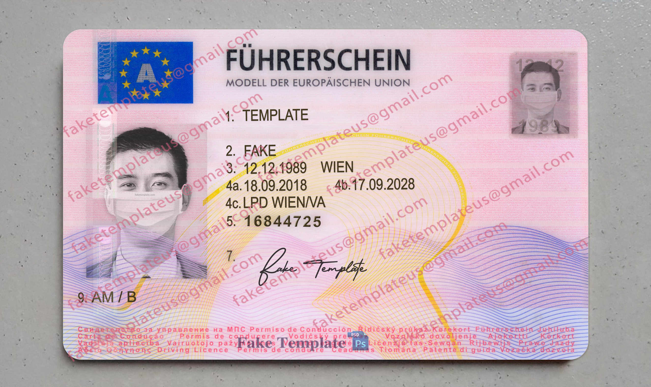 austria drivers license template